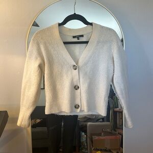 Quince baby alpaca cropped cardigan sz small cream / white